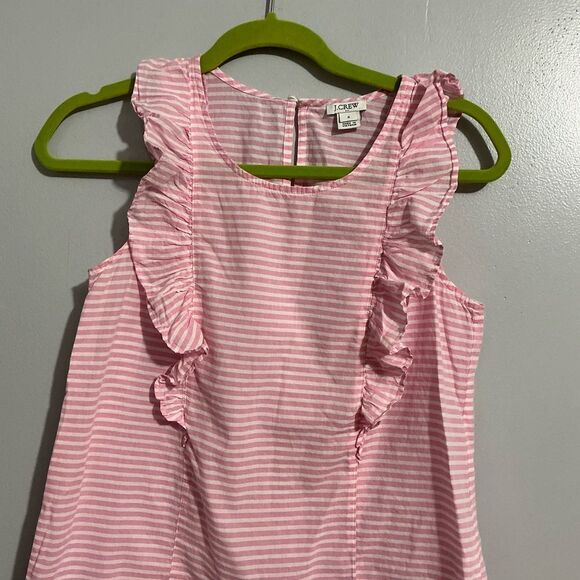 J Crew pink and white striped ruffle top size 2 - Picture 1 of 7